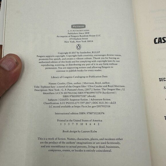 Typhoon Fury By Clive Cussler & Boyd Morrison 2017 Hardcover The Oregon Files Se - Picture 3 of 3